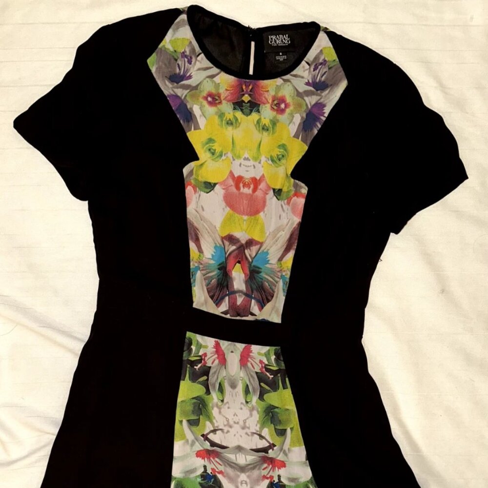Prabal Gurung Target Black Orchid Kaleidoscope Shift Skater Mini Dress Women 6